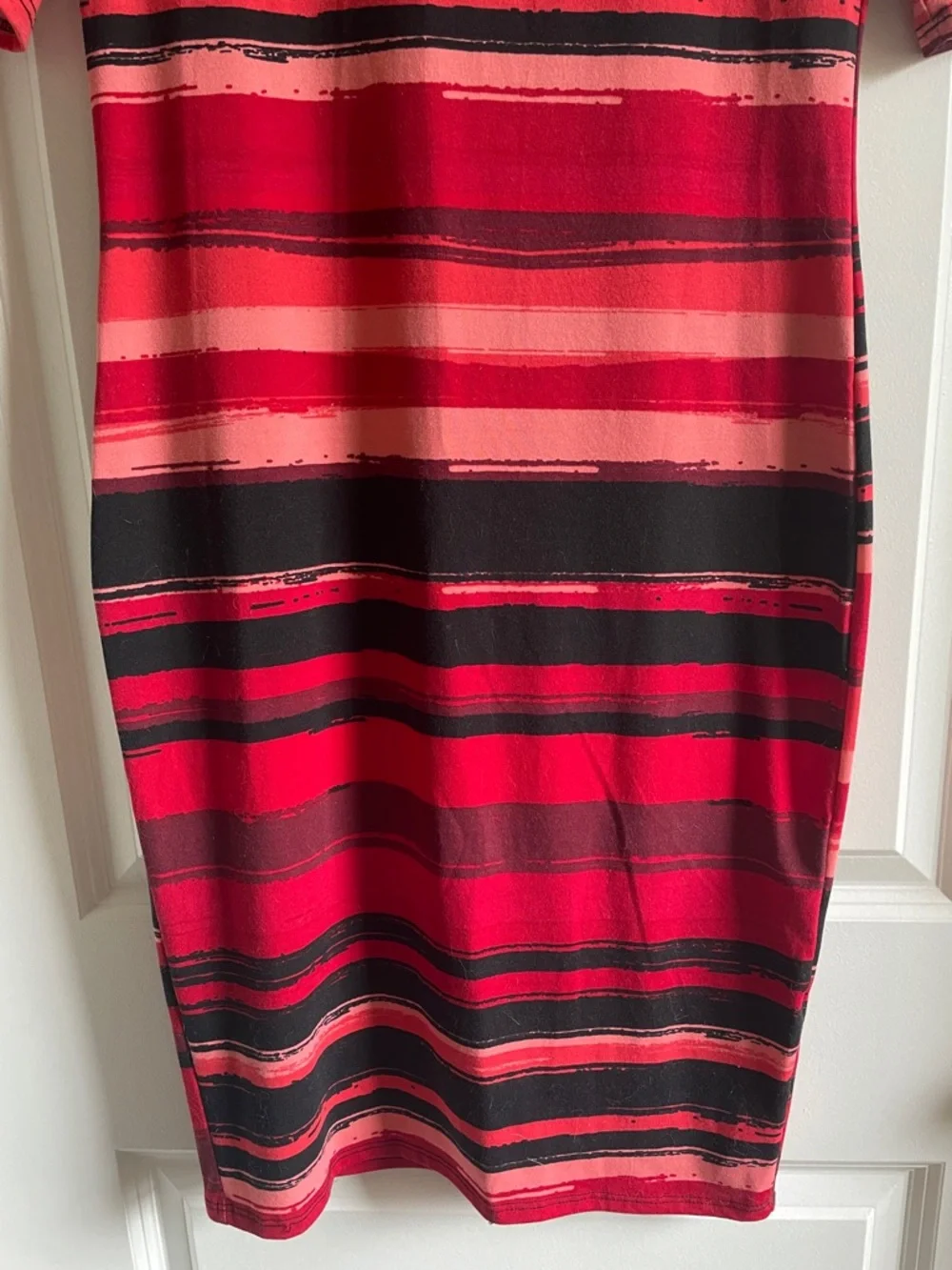 2 for $18 LuLaRoe Julia Red and Black Striped Midi Dress vamp